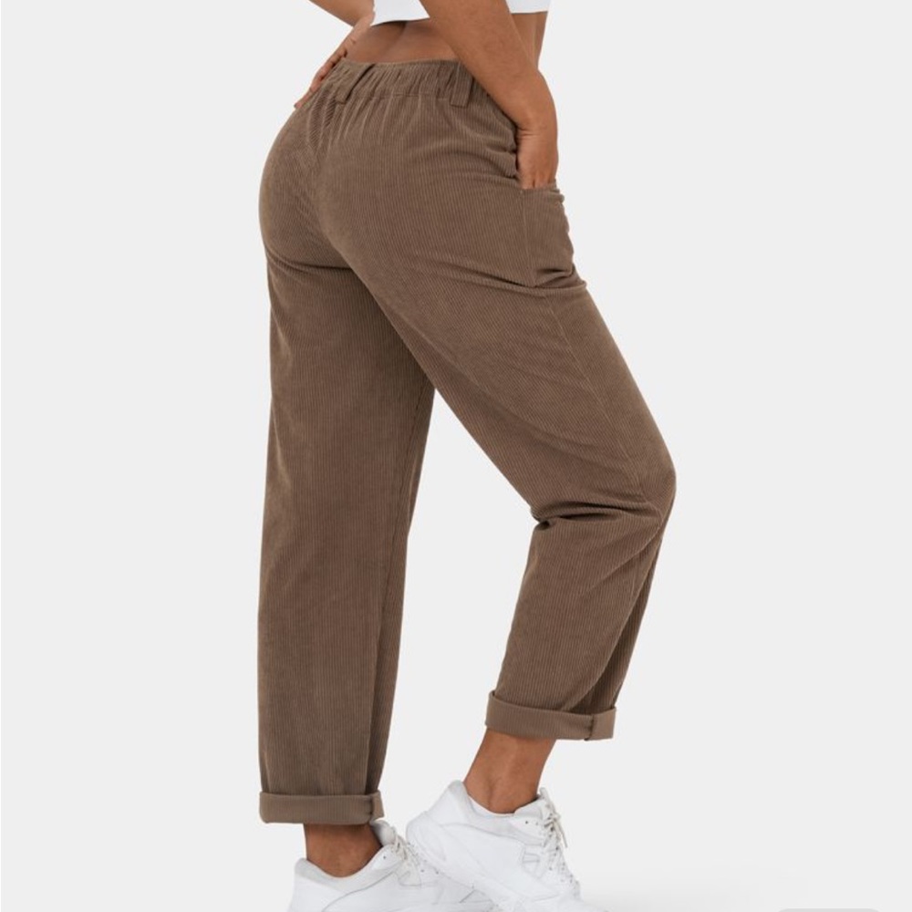 Halara Mid Rise Button Zipper Side Pocket Corduroy Casual Pants - Picture 2 of 11